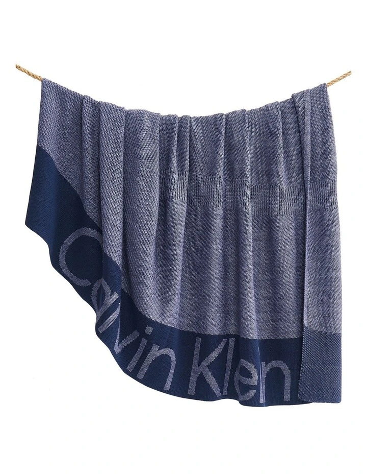 Calvin Klein Chevron Knit Throw Indigo
