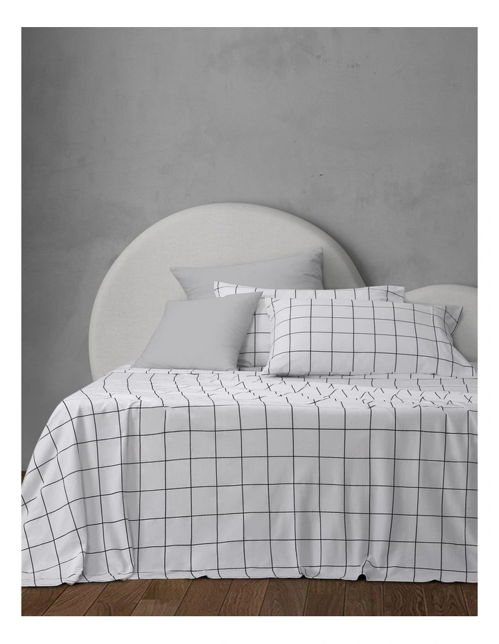 Window Pane Jersery Sheet Set In White