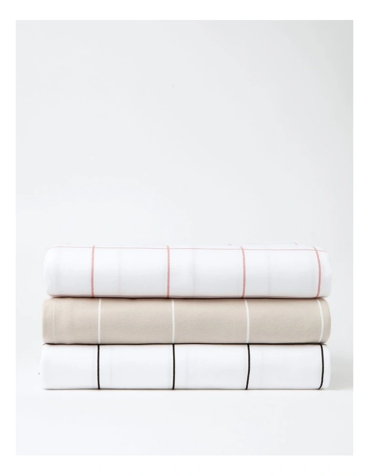 Window Pane Jersery Sheet Set In White - Image 2