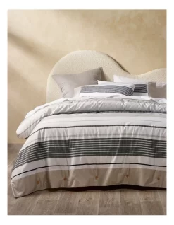 Porter Stripe Cotton Quilt Cover Set Ash