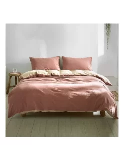 Cotton Duvet Single Quilt Cover Set In Red/Beige