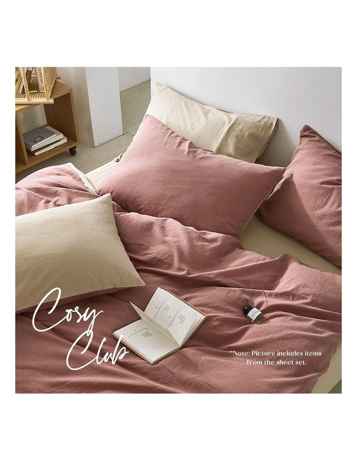 Cotton Duvet Single Quilt Cover Set In Red/Beige - Image 4