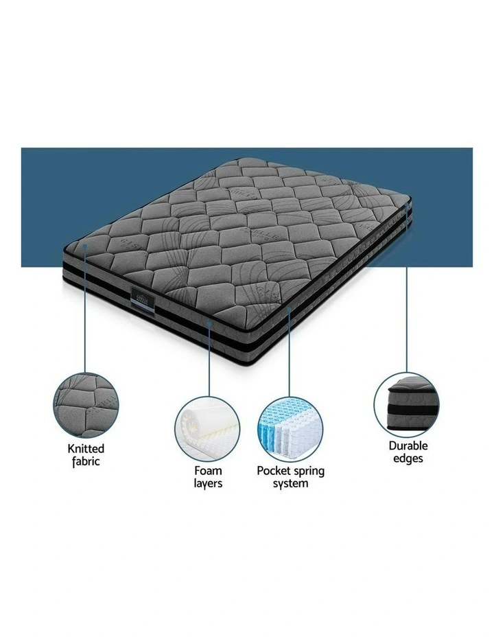 Queen Size Medium Firm Mattress 22cm Grey - Image 4