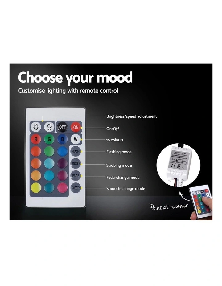 Lumi Gas Lift Bed Frame Black Leather RGB LED Queen - Image 6