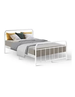Leo Metal Bed Frame Double Size White