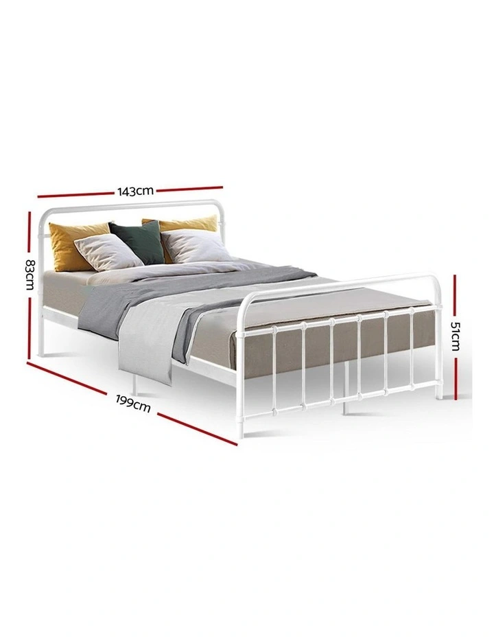 Leo Metal Bed Frame Double Size White - Image 2
