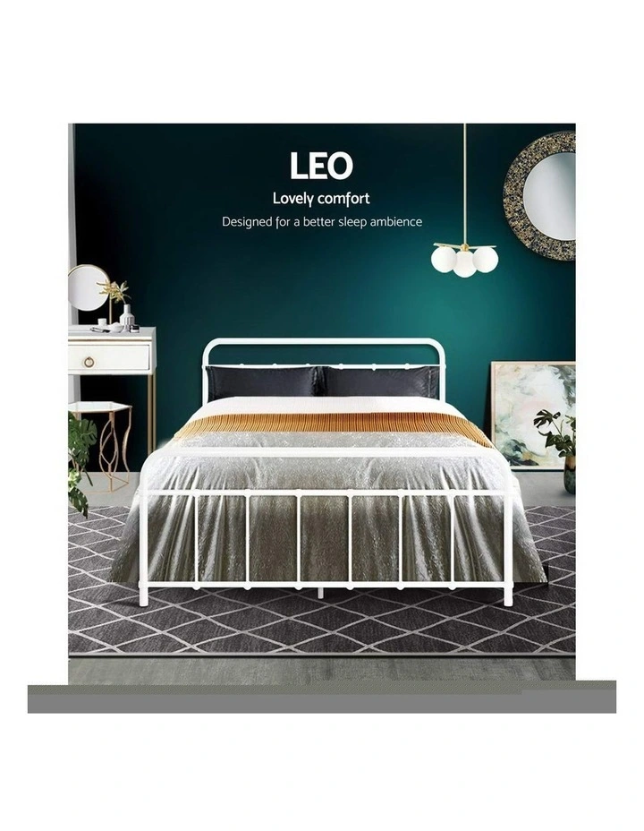 Leo Metal Bed Frame Double Size White - Image 3