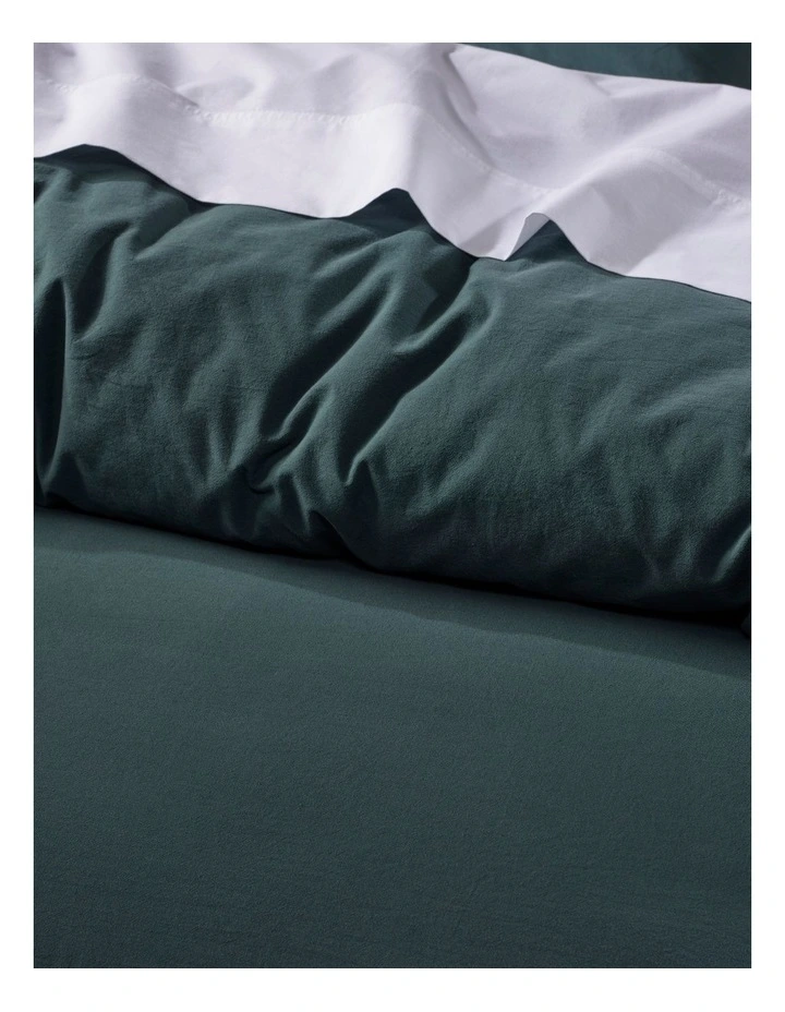 Stonewashed 250TC Cotton Quilt Cover Set In Green - Image 2