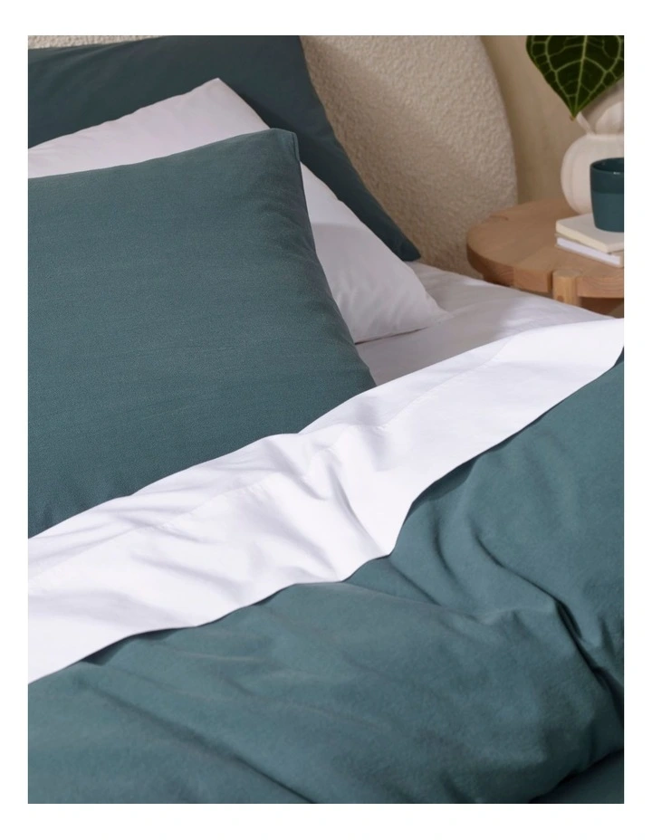 Stonewashed 250TC Cotton Quilt Cover Set In Green - Image 3