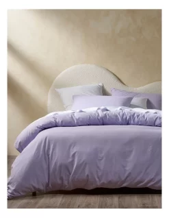 Stonewashed 250TC Cotton Quilt Cover Set In Purple