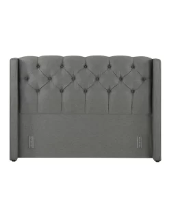 Luxor Tufted & Wing Headboard 120 Soot