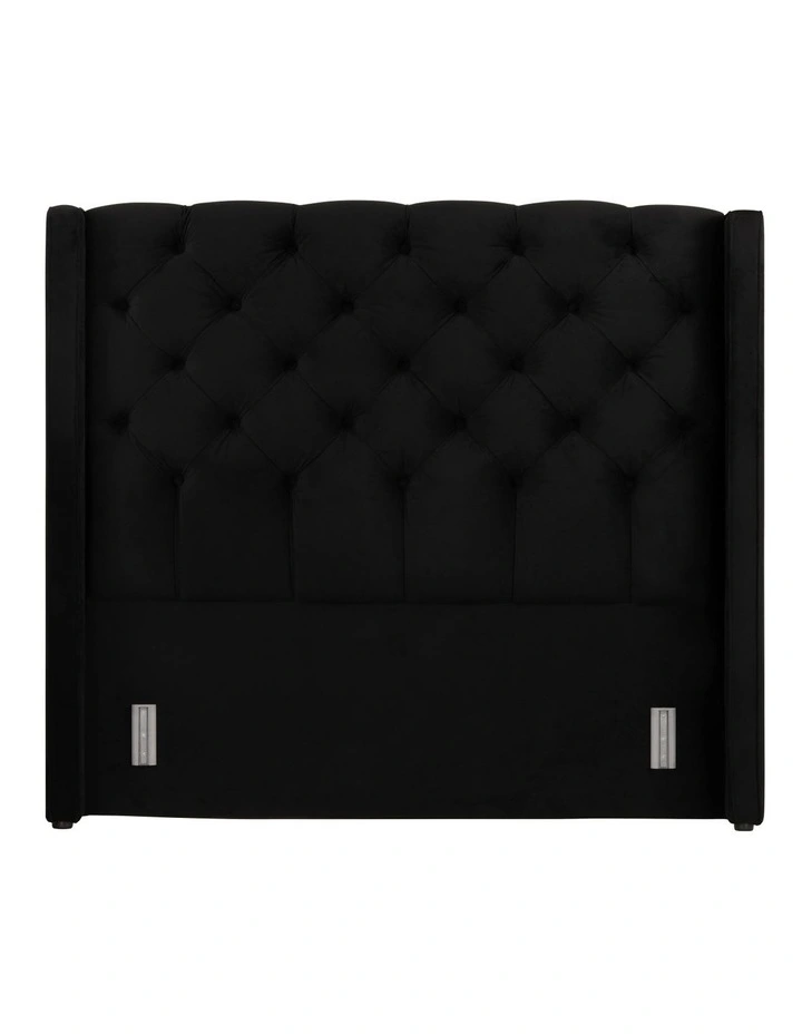 Luxor Tufted & Wing Headboard 150 Black Velvet