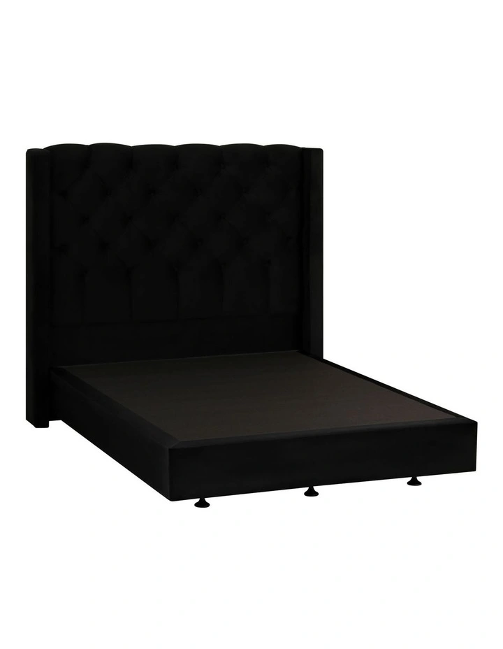 Luxor Tufted & Wing Headboard 150 Black Velvet - Image 3
