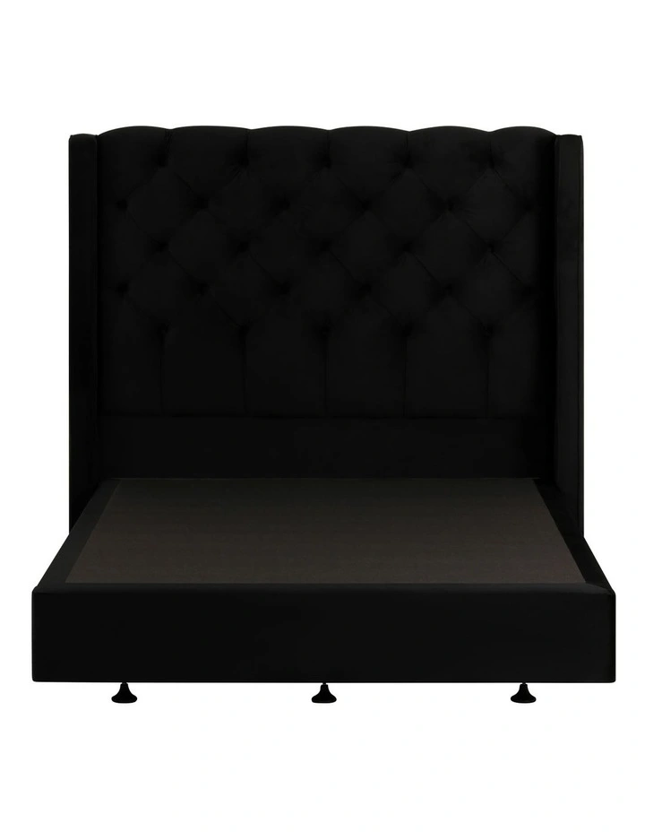 Luxor Tufted & Wing Headboard 150 Black Velvet - Image 4