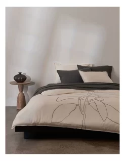 Calvin Klein Linear Branch Quilt Cover Set In Natural