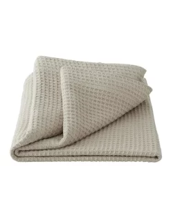 Cotton Waffle Blanket In Dust
