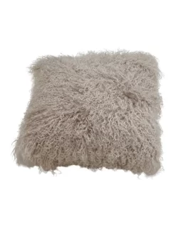 Naturally Sheepskins Long Wool Mongolian Sheepskin Cushion Cover Grey