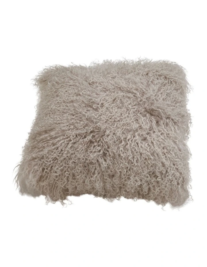 Naturally Sheepskins Long Wool Mongolian Sheepskin Cushion Cover Grey