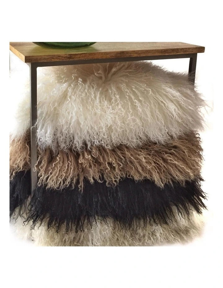 Naturally Sheepskins Long Wool Mongolian Sheepskin Cushion Cover Grey - Image 3