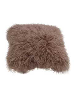 Naturally Sheepskins Long Wool Mongolian Sheepskin Cushion Cover Mocha