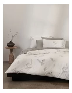 Calvin Klein Shadow Grid Floral Quilt Cover Set In Grey