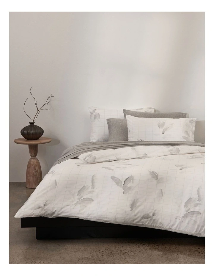 Calvin Klein Shadow Grid Floral Quilt Cover Set In Grey