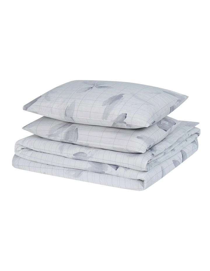 Calvin Klein Shadow Grid Floral Quilt Cover Set In Grey - Image 2