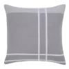Calvin Klein Reversible Plaid Logo Pillow In Pale Grey