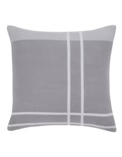 Calvin Klein Reversible Plaid Logo Pillow In Pale Grey