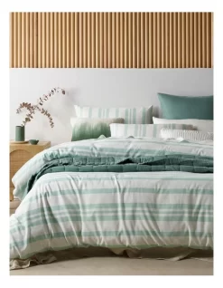 Walter Tencel Linen Block Quilt Cover Set In Morning Mist