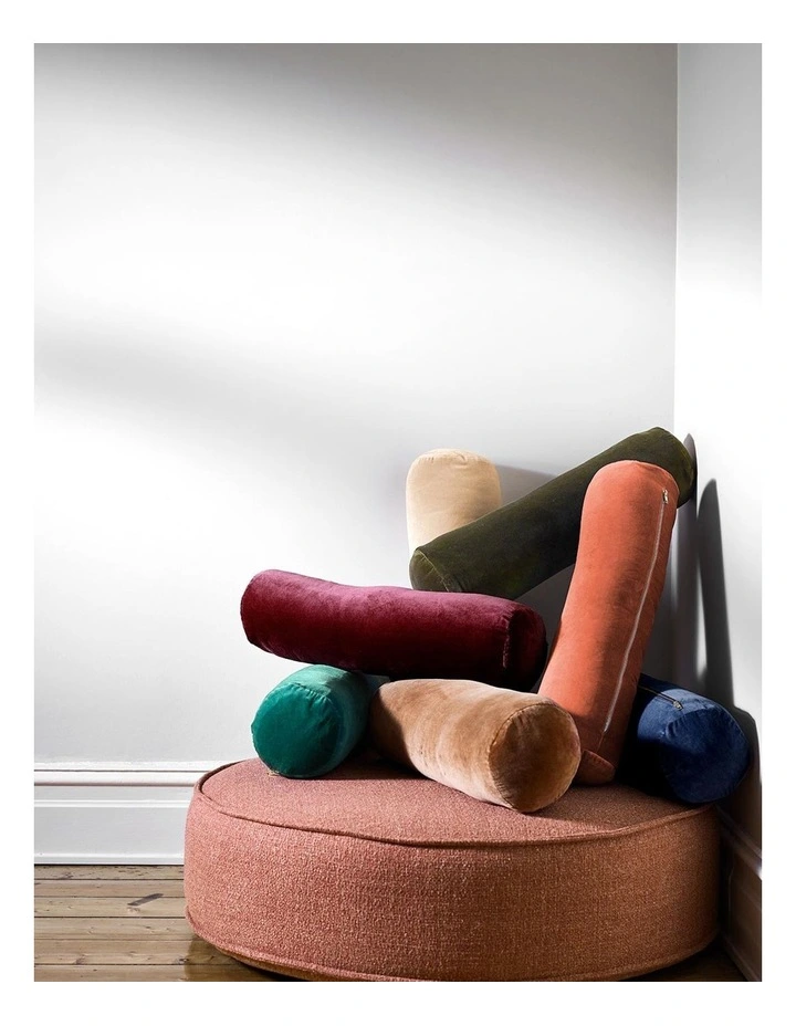 Luxury Velvet Bolster Cushion Auburn - Image 3