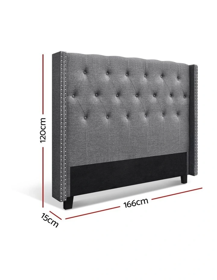 Luca Fabric Headboard Queen In Grey - Image 3