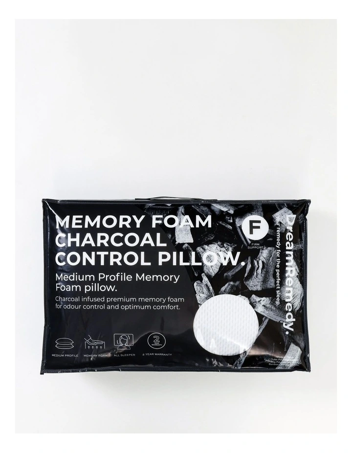 Charcoal Memory Foam Pillow In White