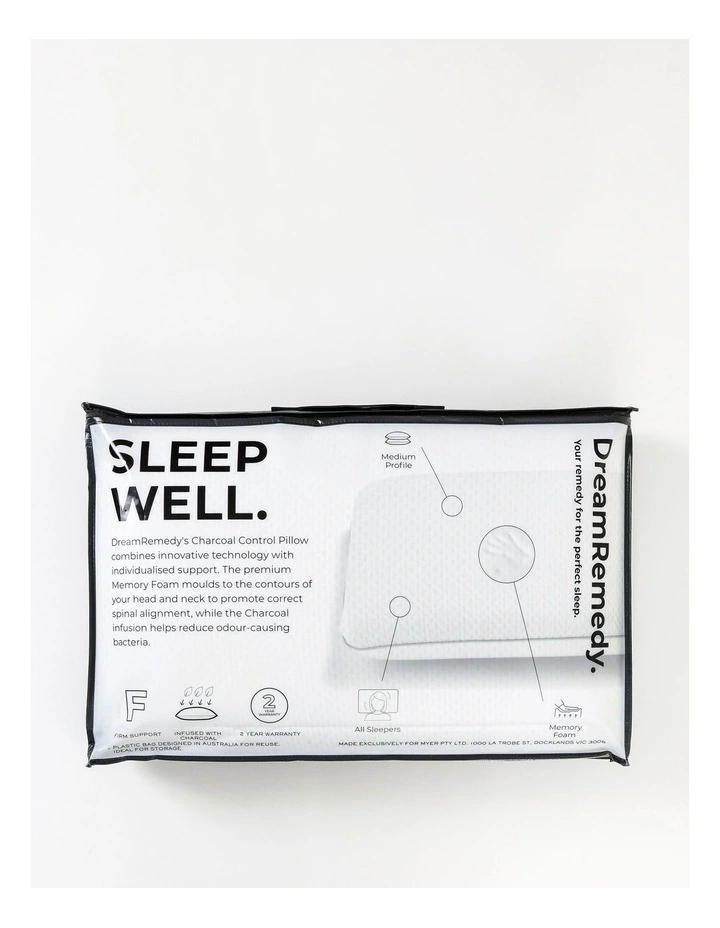 Charcoal Memory Foam Pillow In White - Image 3