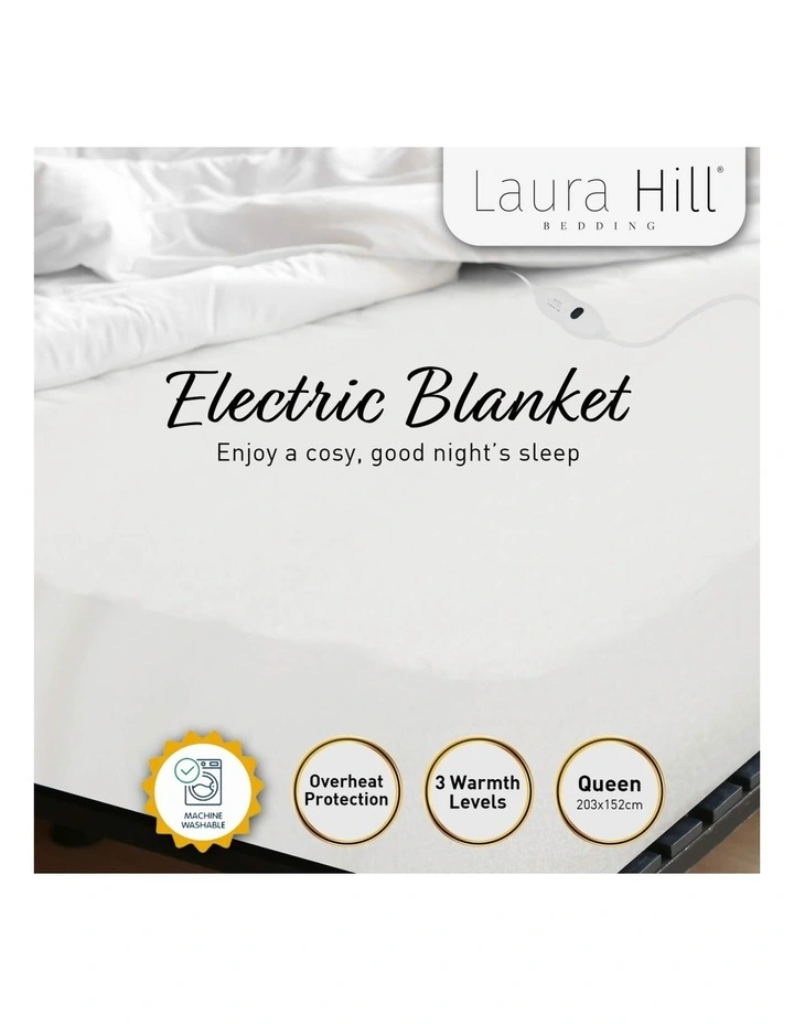 Electric Fitted Blanket Queen In White - Image 3