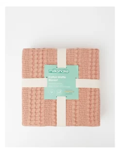 Cotton Waffle Blanket In Blush