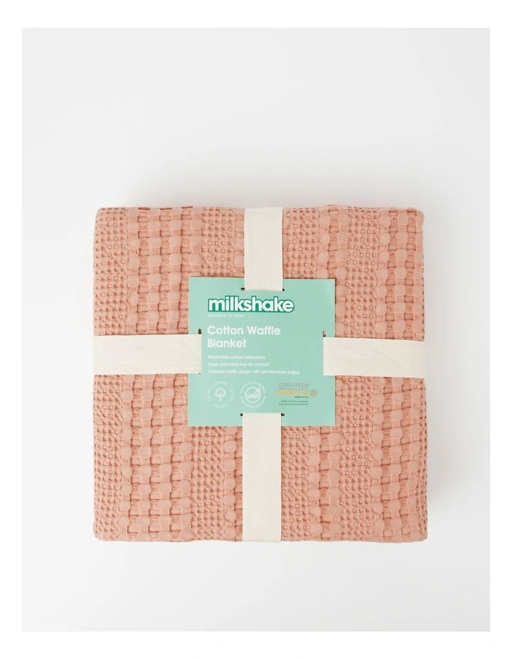 Cotton Waffle Blanket In Blush