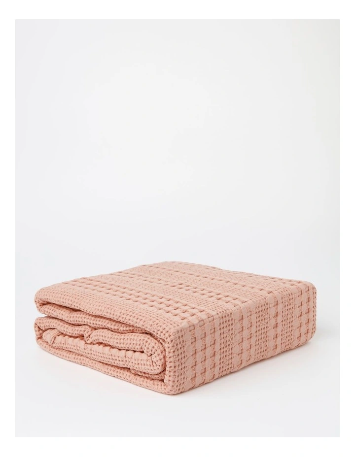 Cotton Waffle Blanket In Blush - Image 2