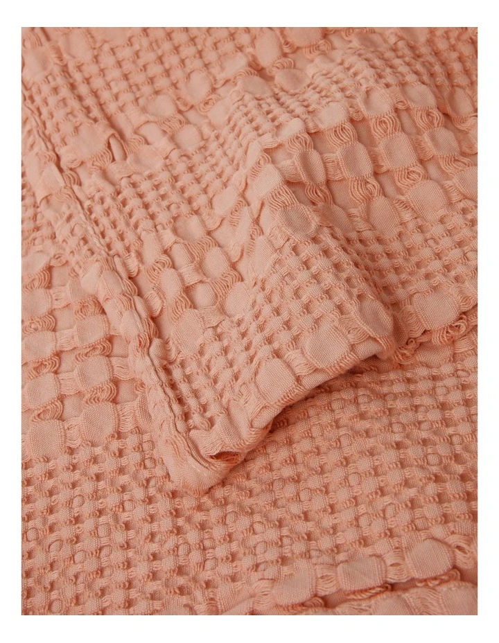 Cotton Waffle Blanket In Blush - Image 3