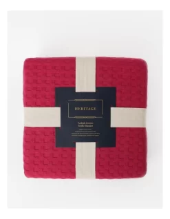 Heritage Turkish Cotton Waffle Blanket In Rust