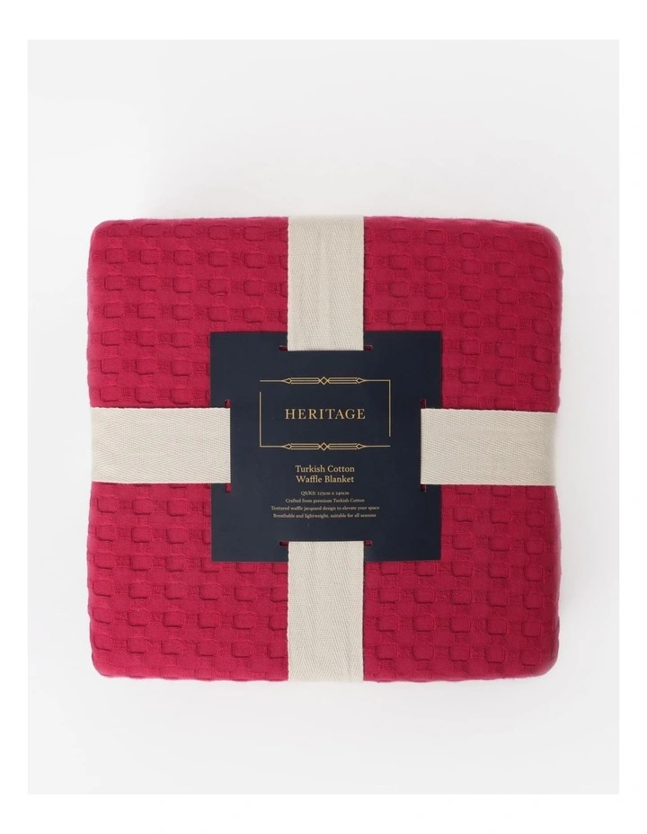 Heritage Turkish Cotton Waffle Blanket In Rust