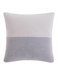 Calvin Klein Colourblock Rib Logo Cushion In Pale Grey/White