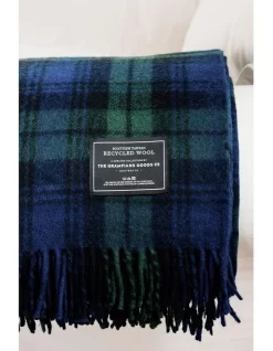 Heritage Collection Recycled Wool Scottish Tartan Blanket In Forest