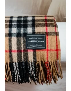 Heritage Collection Recycled Wool Scottish Tartan Blanket In Camel