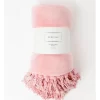 Heritage Chenille Fringe Blanket In Rose