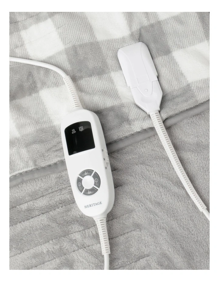 Heritage Check Heated Throw In Charcoal - Image 3