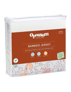 Bamboo Jersey Waterproof Fitted Mattress Protector In White
