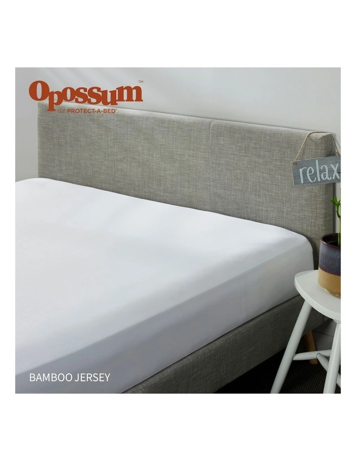 Bamboo Jersey Waterproof Fitted Mattress Protector In White - Image 3