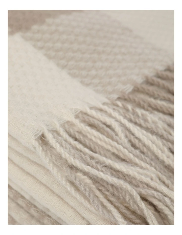 Heritage Winter Check Blanket In Beige - Image 2