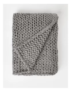 Chunky Knit Throw 130x180cm In Grey